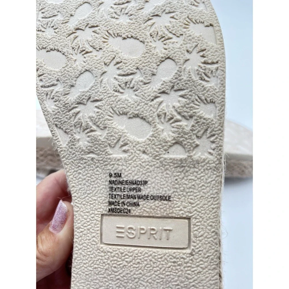 Esprit Nadine Crochet Espadrille Flats Women's 9.5 Ivory Lace Slip On Shoes